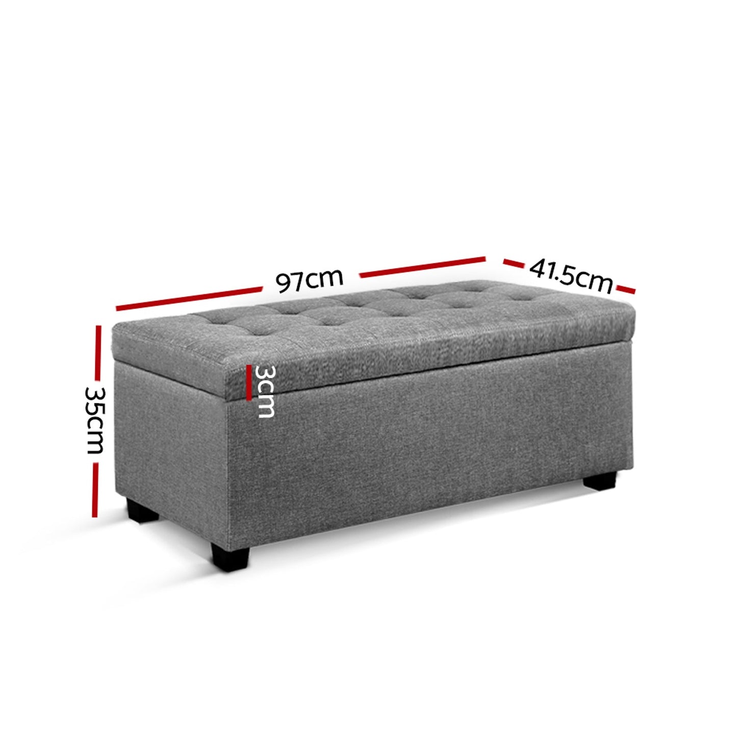 Fabric Storage Ottoman - Light Grey