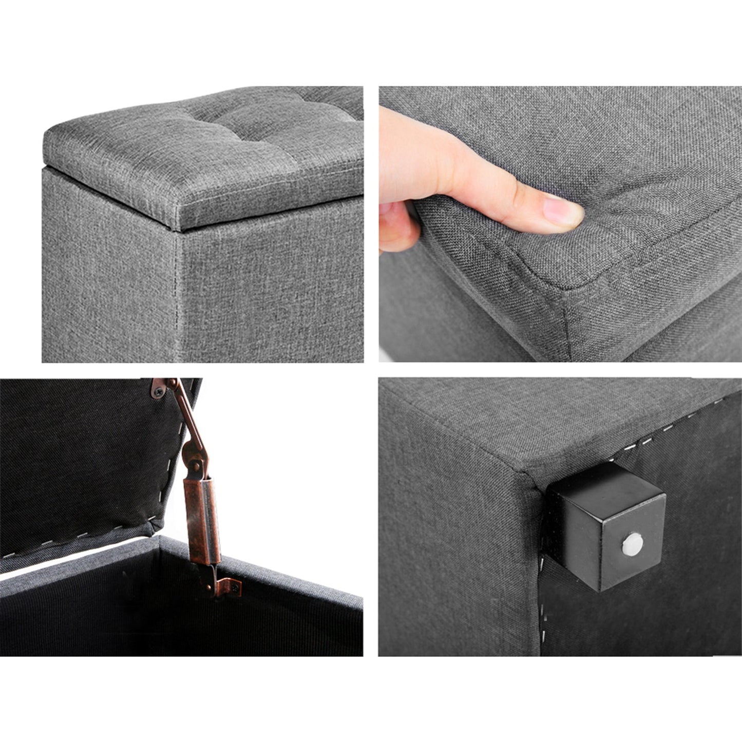 Fabric Storage Ottoman - Light Grey