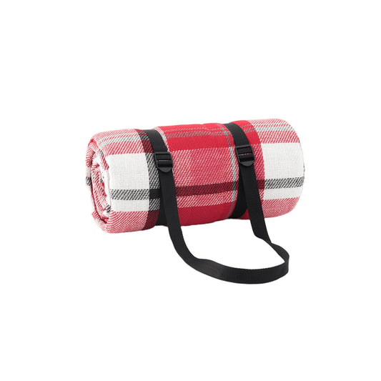 Red Tartan Large Waterproof Picnic Mat Outdoor Camping Beach Fleece Rug