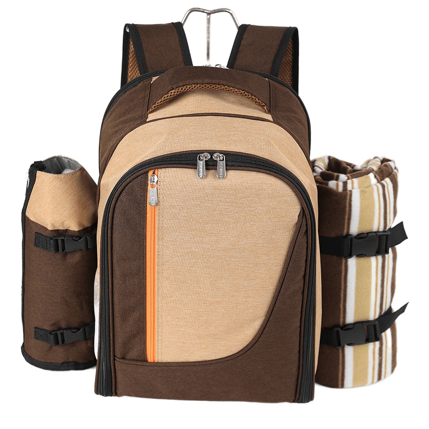 4 Person Picnic Backpack with Insulated Leakproof Cooler Bag