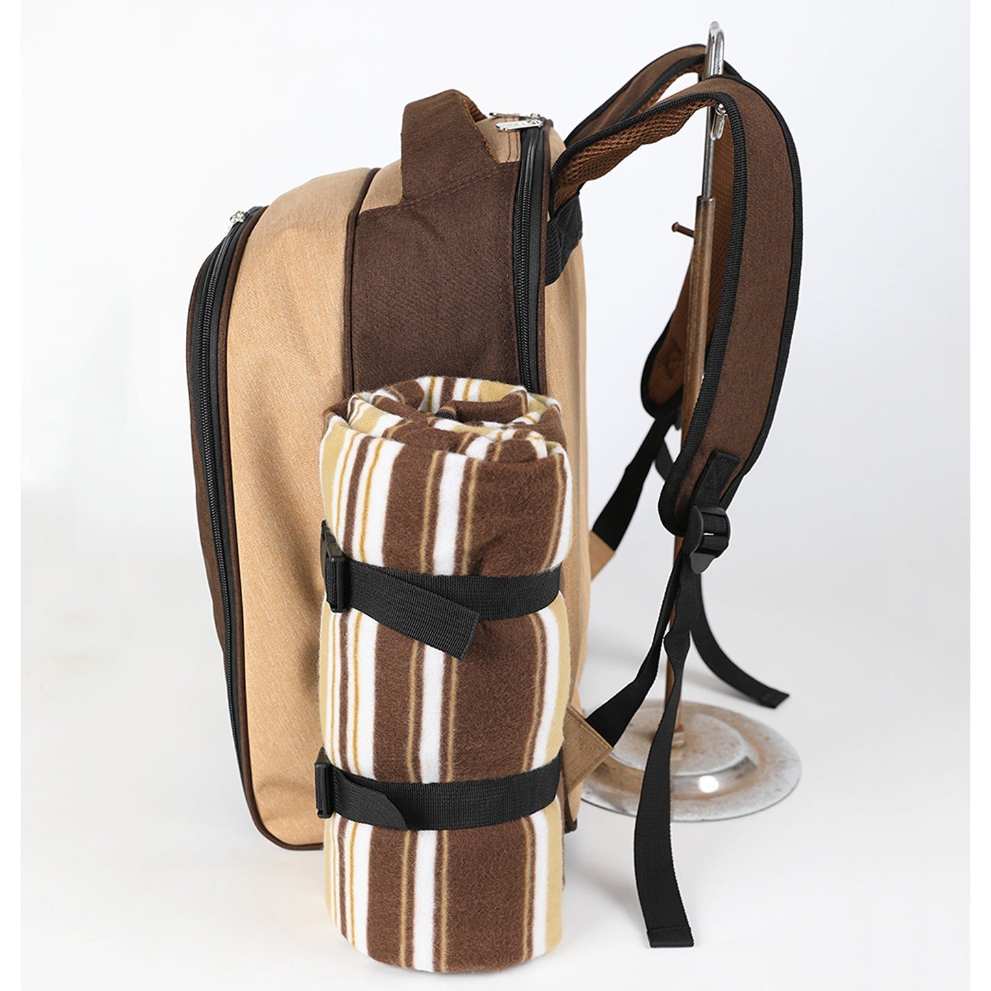4 Person Picnic Backpack with Insulated Leakproof Cooler Bag