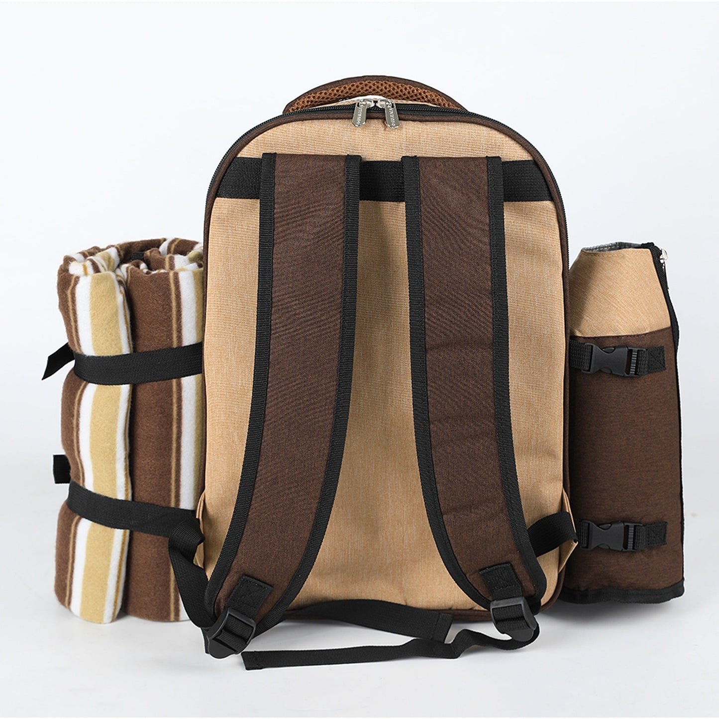 4 Person Picnic Backpack with Insulated Leakproof Cooler Bag