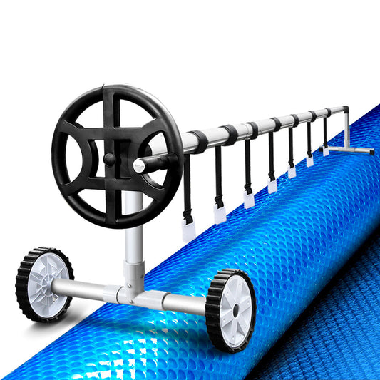 Swimming Pool Cover with Roller Wheel Solar Blanket Adjustable 10 X 4m