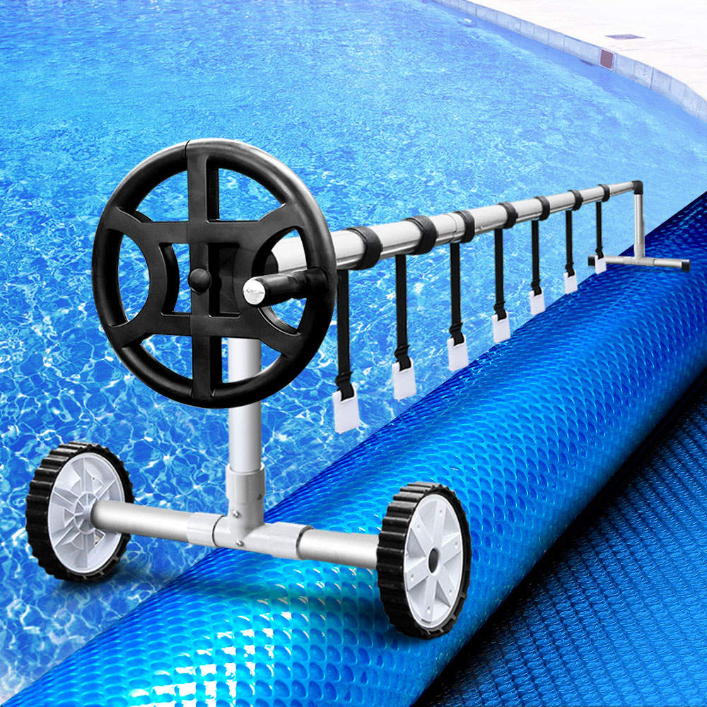 Swimming Pool Cover with Roller Wheel Solar Blanket Adjustable 10 X 4m