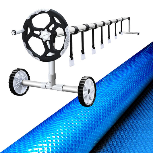 Solar Swimming Pool Cover Blanket Roller Wheel Adjustable 8X4.2M