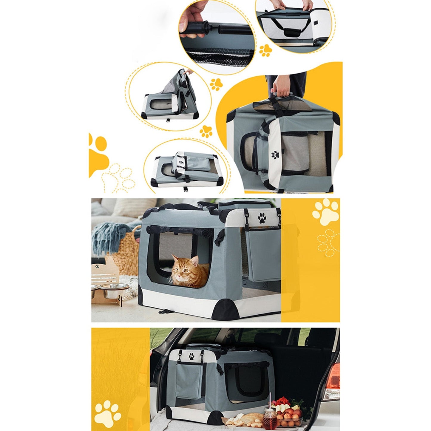 Pet Carrier Soft Crate Dog Cat Travel Portable Cage -2XL