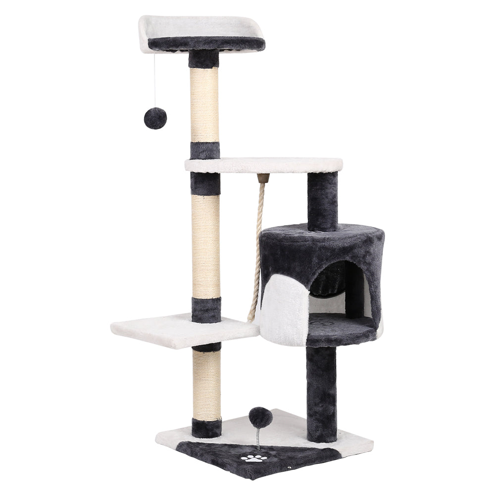 Cat Tree Scratching Post Tower House Furniture Wood Multi Level - 120cm