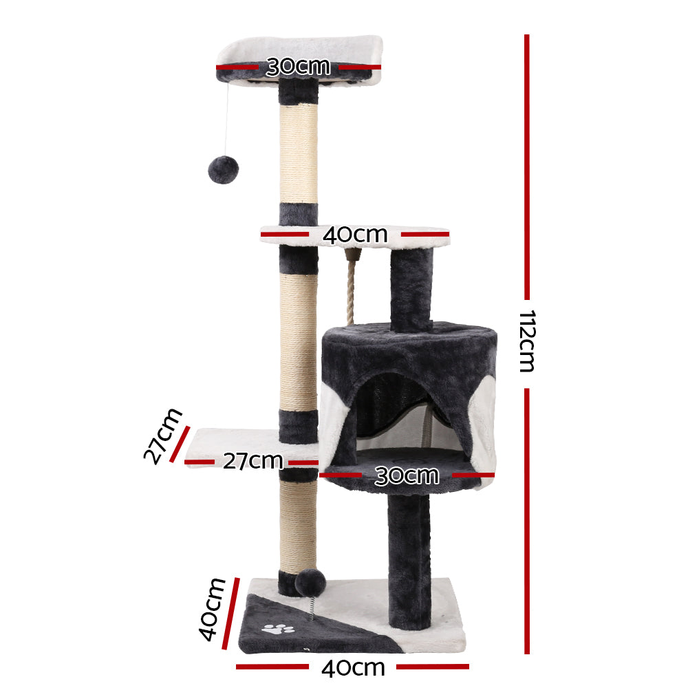 Cat Tree Scratching Post Tower House Furniture Wood Multi Level - 120cm