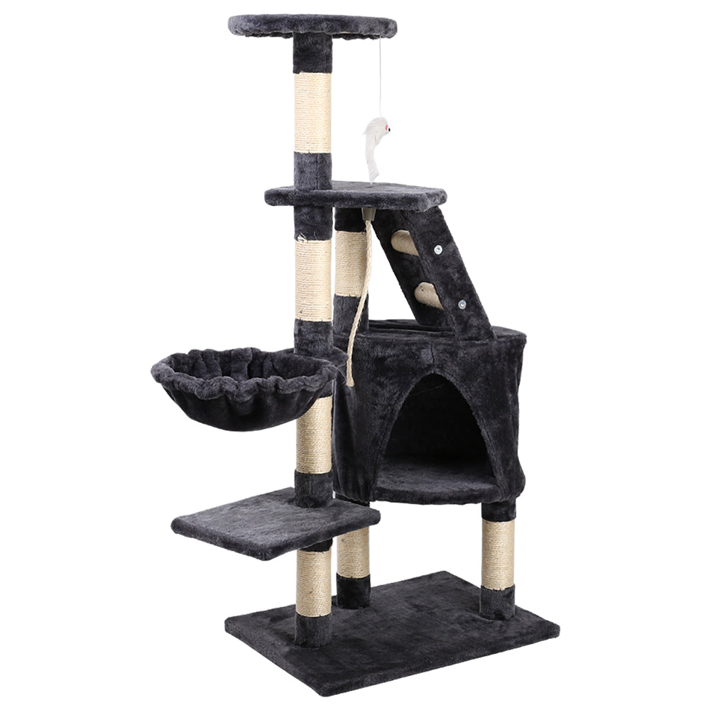 Cat Tree Scratching Post Tower House Furniture Wood Multi Level - 120cm