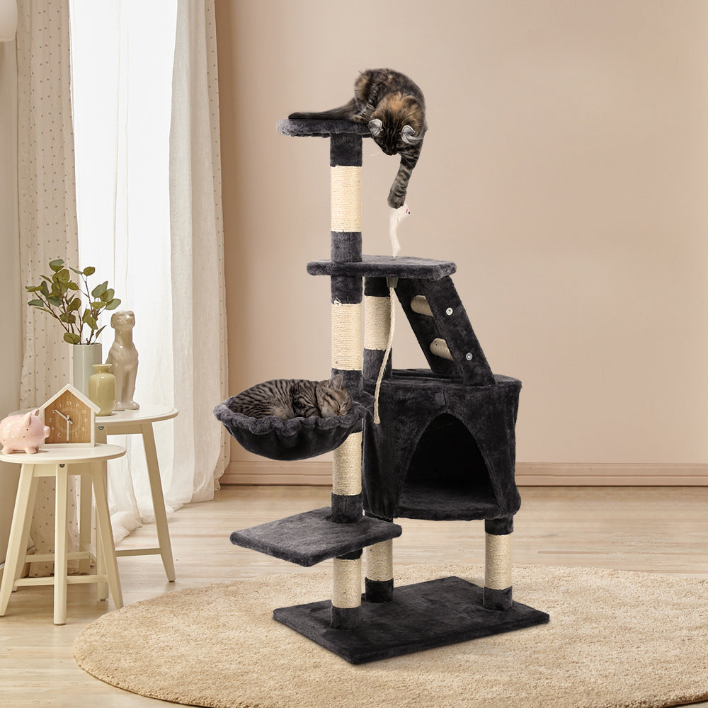 Cat Tree Scratching Post Tower House Furniture Wood Multi Level - 120cm