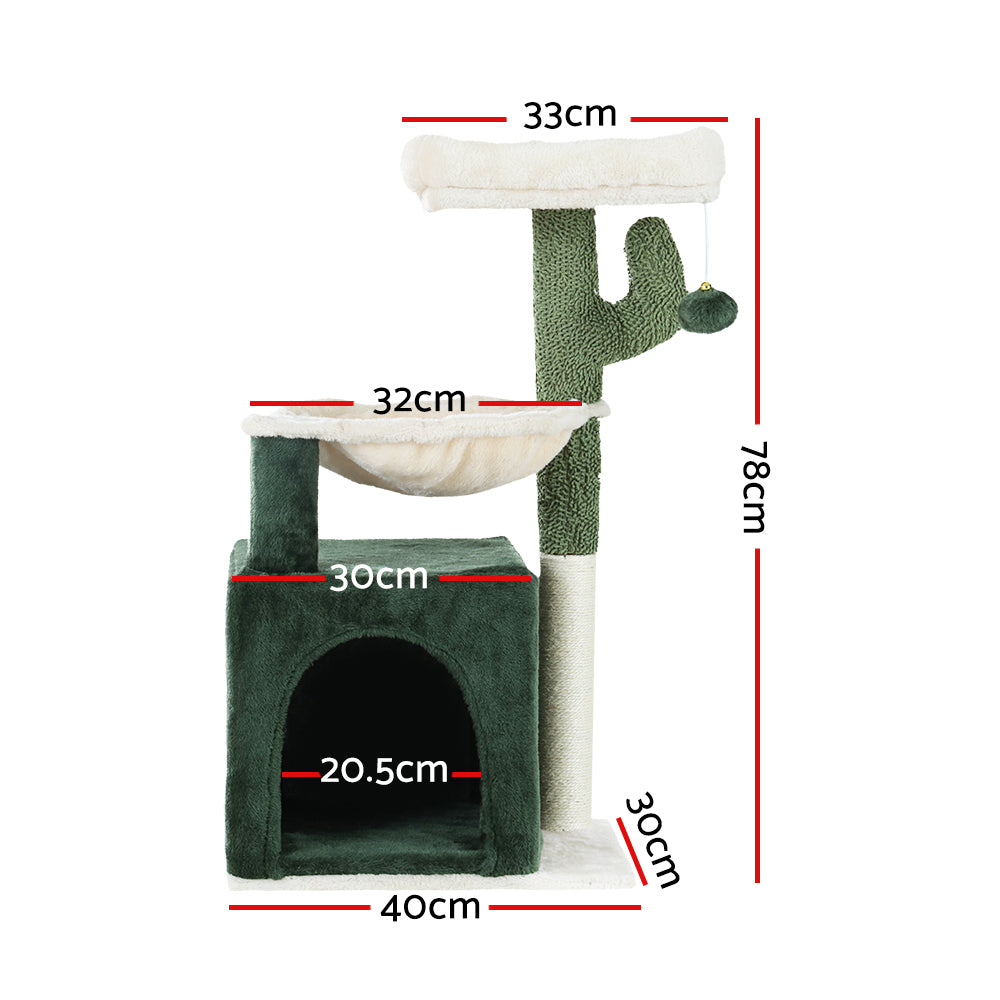 Cat Tree Tower Scratching Post Wood House Play Bed - 78cm