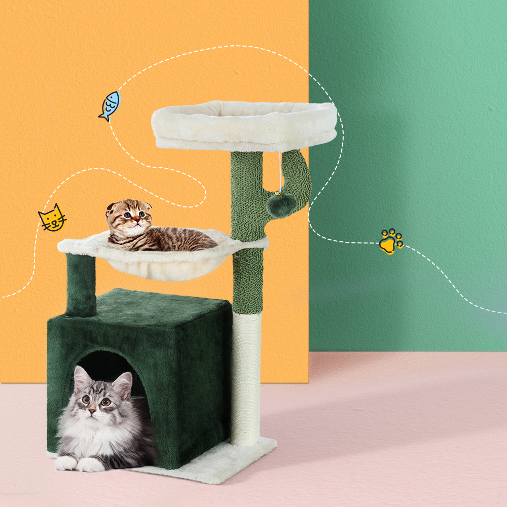 Cat Tree Tower Scratching Post Wood House Play Bed - 78cm