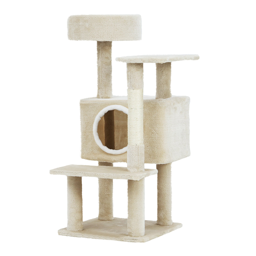 Cat Tree Tower Scratching Post Wood House Play Bed - 90cm