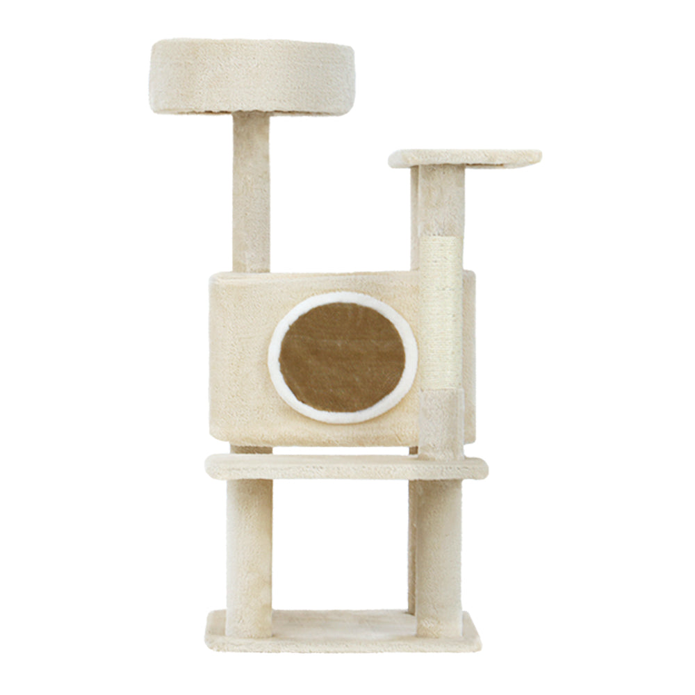 Cat Tree Tower Scratching Post Wood House Play Bed - 90cm