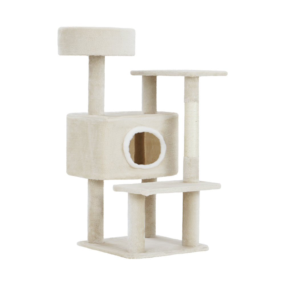 Cat Tree Tower Scratching Post Wood House Play Bed - 90cm