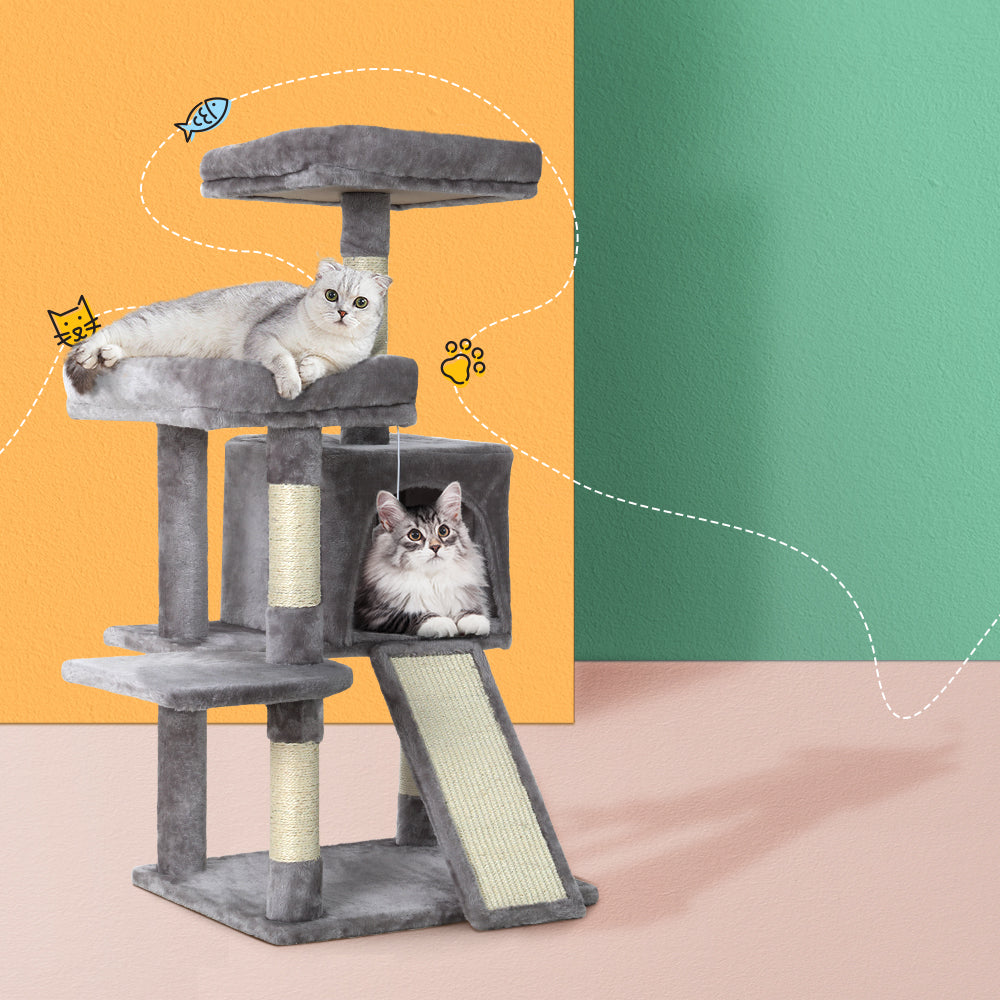 Cat Tree Tower Scratching Post Wood House Play Bed - 103cm