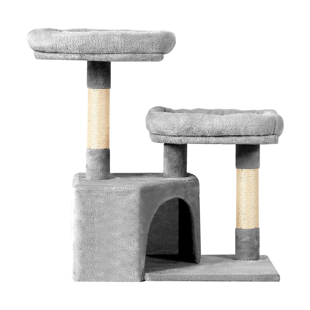 Cat Tree Tower Scratching Post Wood House Play Hutch - 69cm