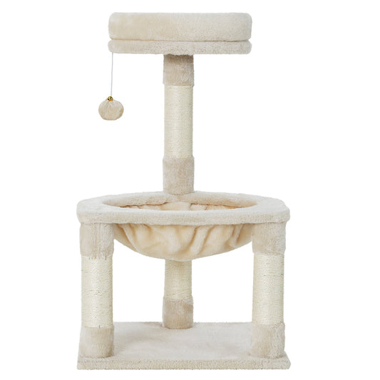 Cat Tree Tower Scratching Post Wood House Play Bed - 69cm