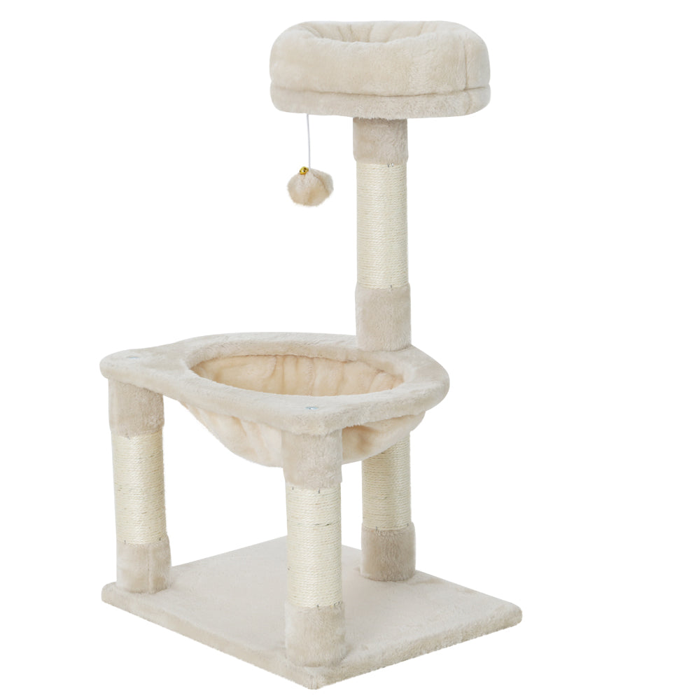 Cat Tree Tower Scratching Post Wood House Play Bed - 69cm