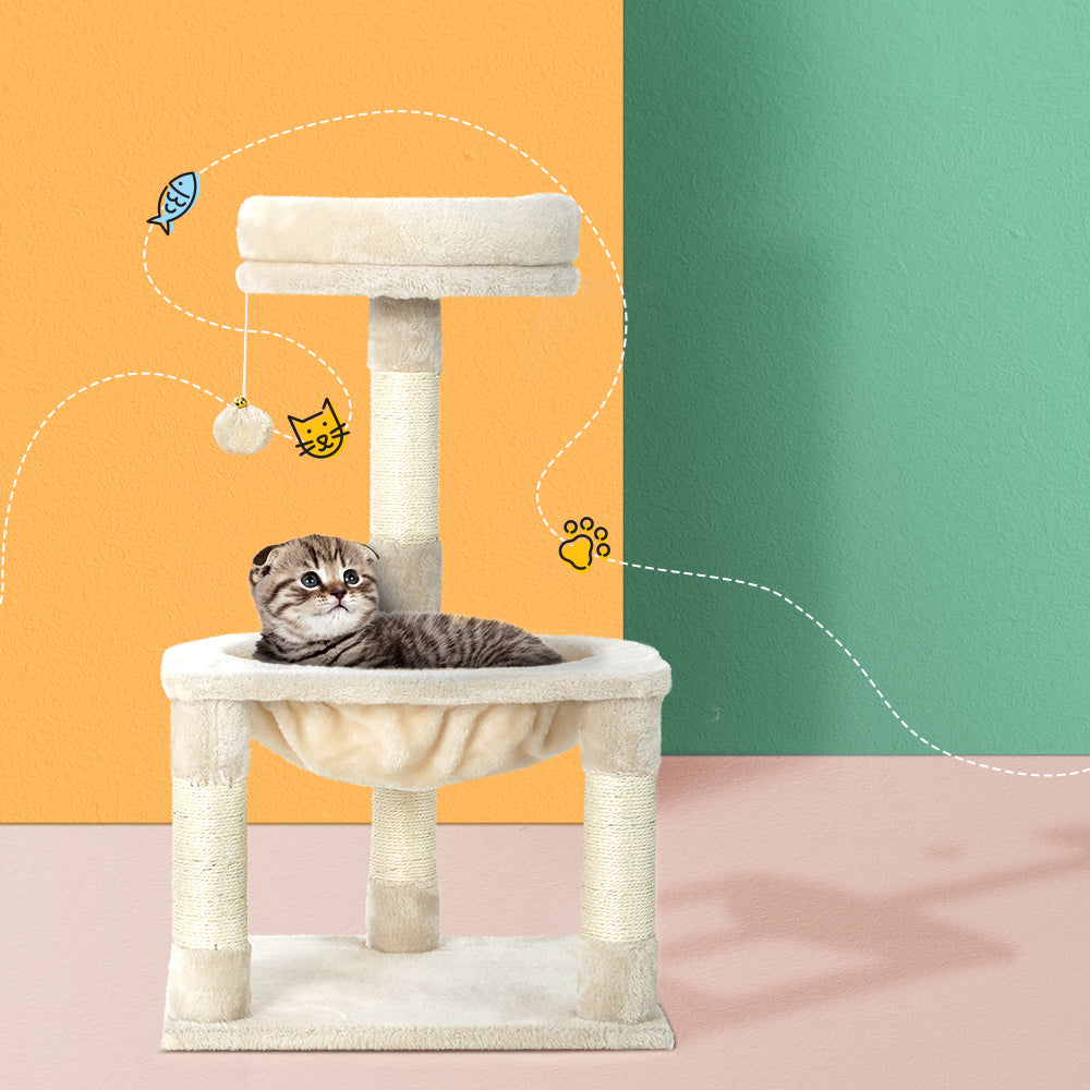 Cat Tree Tower Scratching Post Wood House Play Bed - 69cm