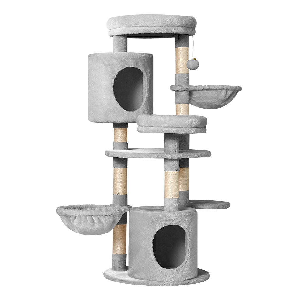 Cat Tree Tower Scratching Post Wood House Play Bed - 123cm