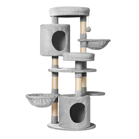 Cat Tree Tower Scratching Post Wood House Play Bed - 123cm