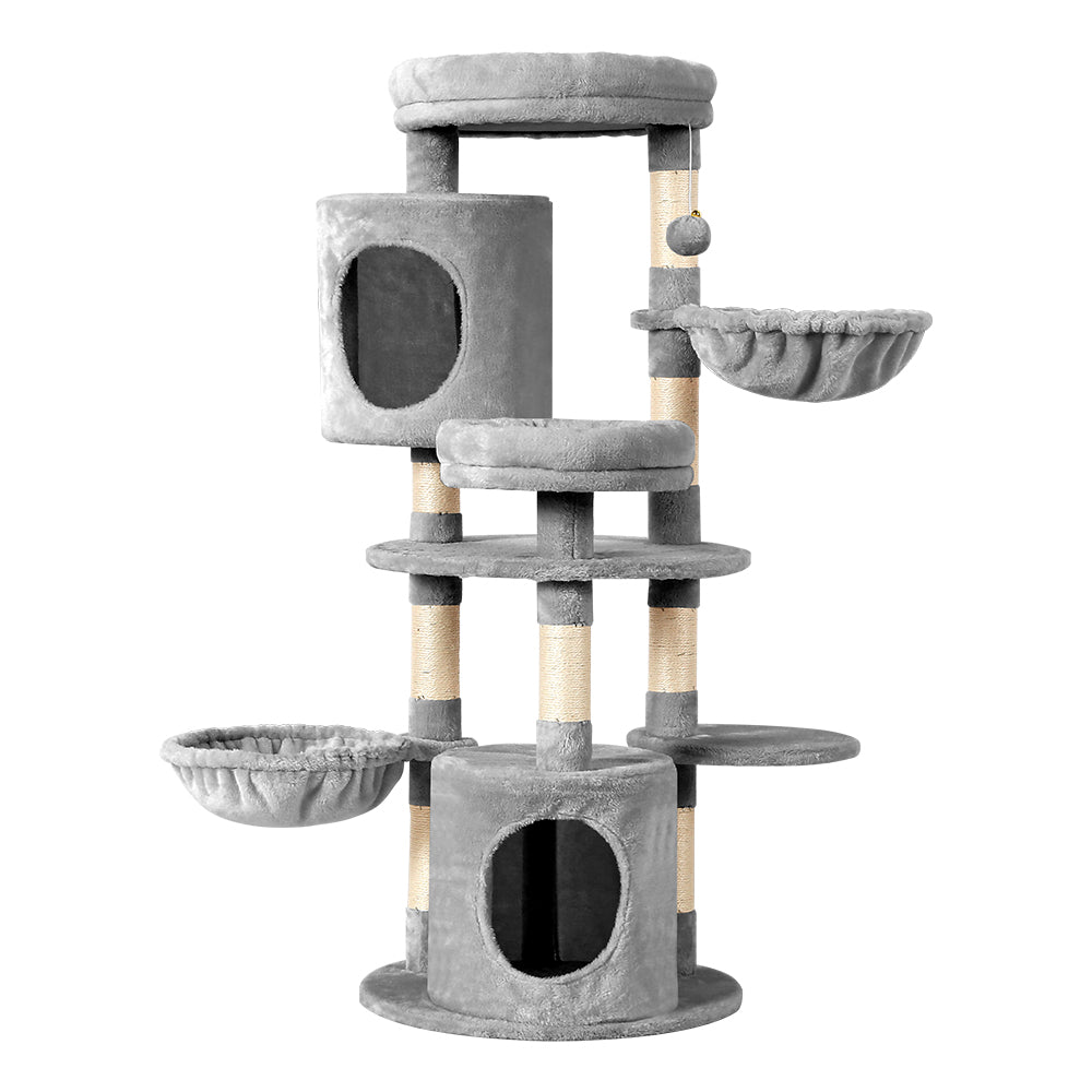 Cat Tree Tower Scratching Post Wood House Play Bed - 123cm