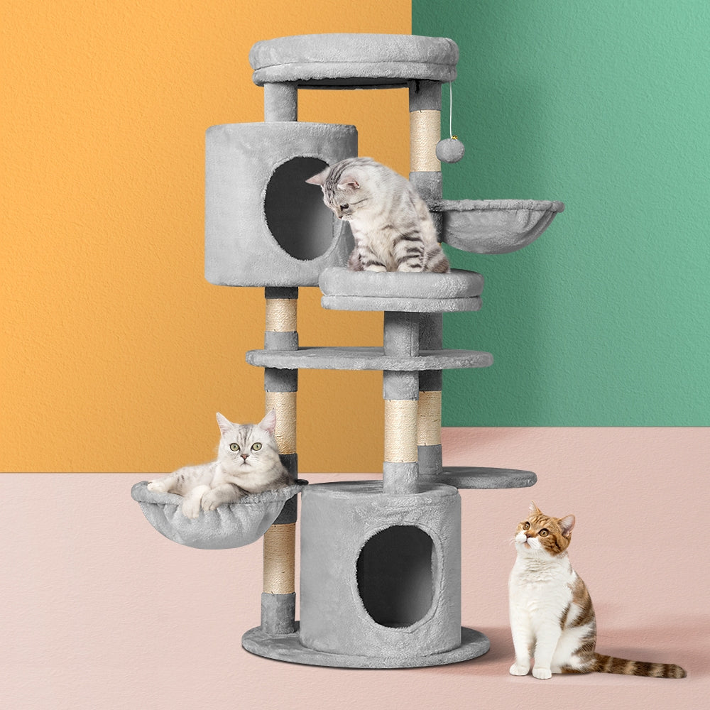 Cat Tree Tower Scratching Post Wood House Play Bed - 123cm