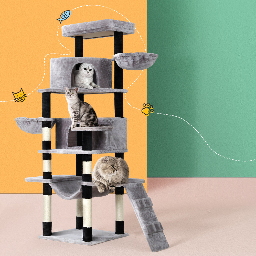 Cat Tree Tower Scratching Post Wood House Play Bed - 161cm