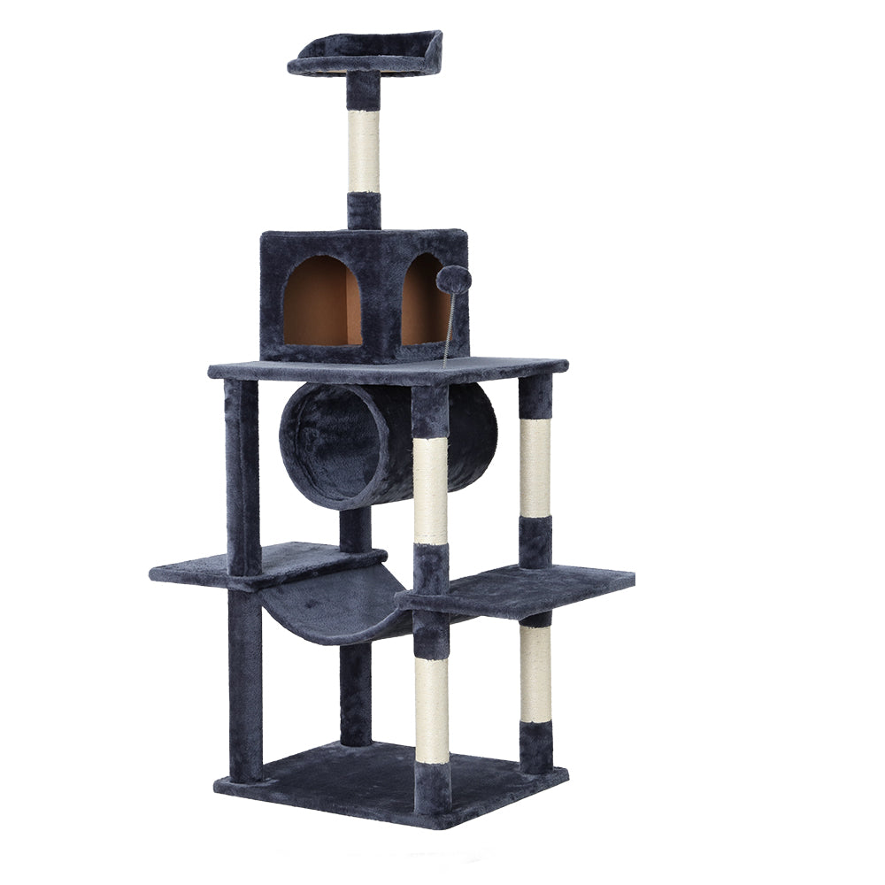 Cat Tree Tower Scratching Post Wood House Play Bed - 151cm