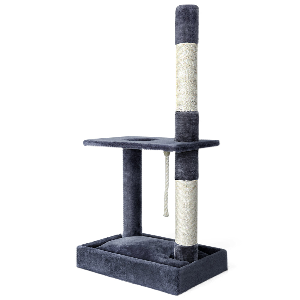 Cat Tree Scratching Post Tower House Hanging Toys Grey - 102cm