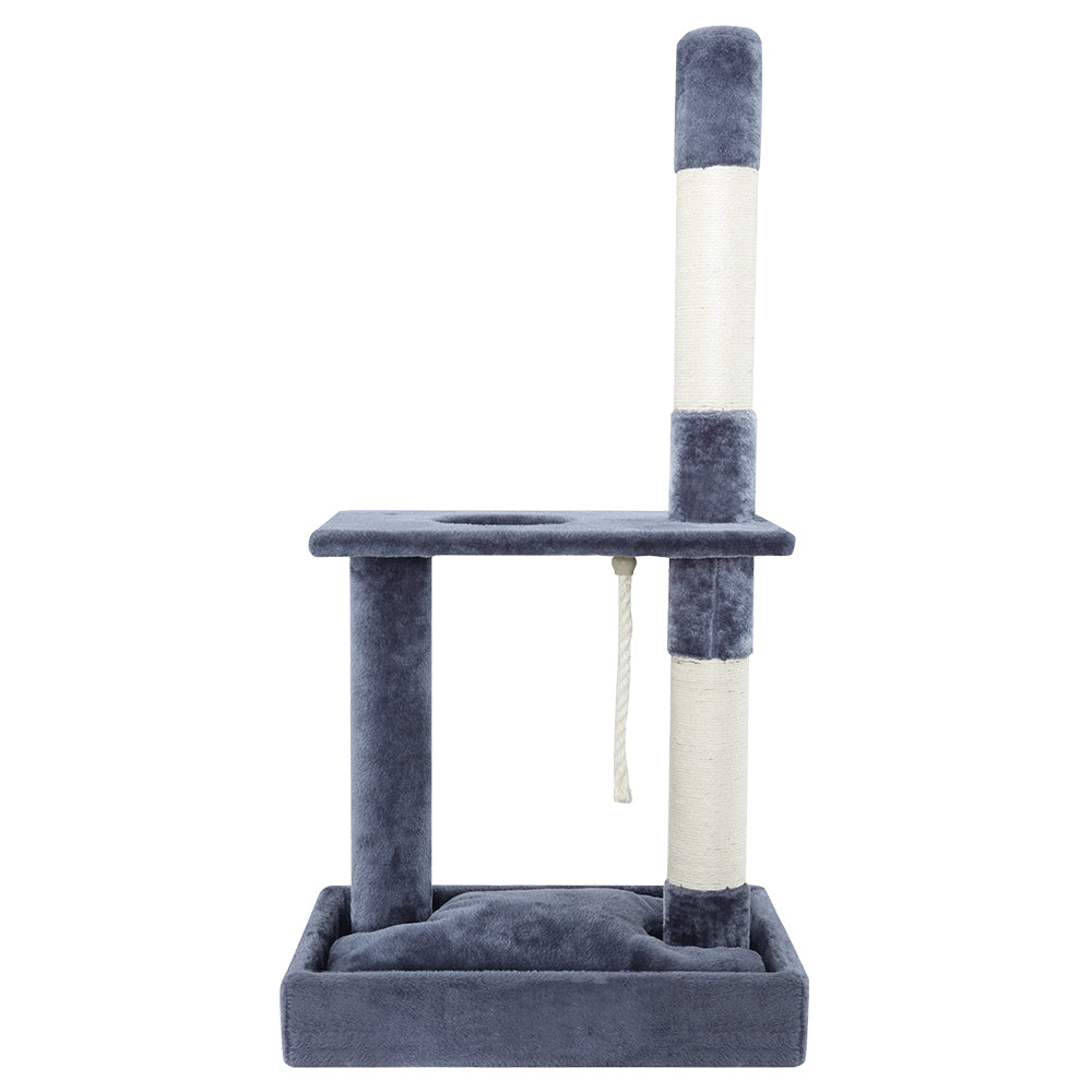Cat Tree Scratching Post Tower House Hanging Toys Grey - 102cm