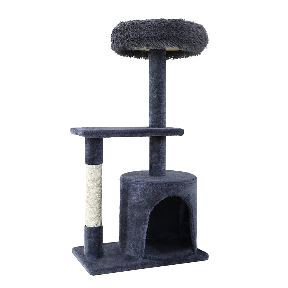 Cat Tree Scratching Post Tower House Hanging Toys Grey - 94cm
