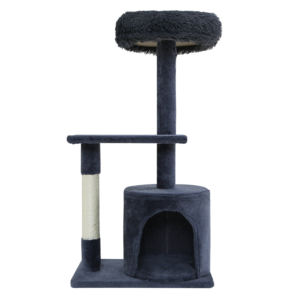 Cat Tree Scratching Post Tower House Hanging Toys Grey - 94cm