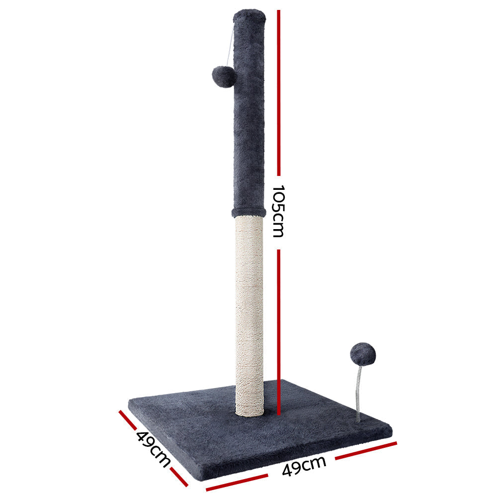 Cat Tree Scratching Post Tower House Hanging Toys Grey - 105cm