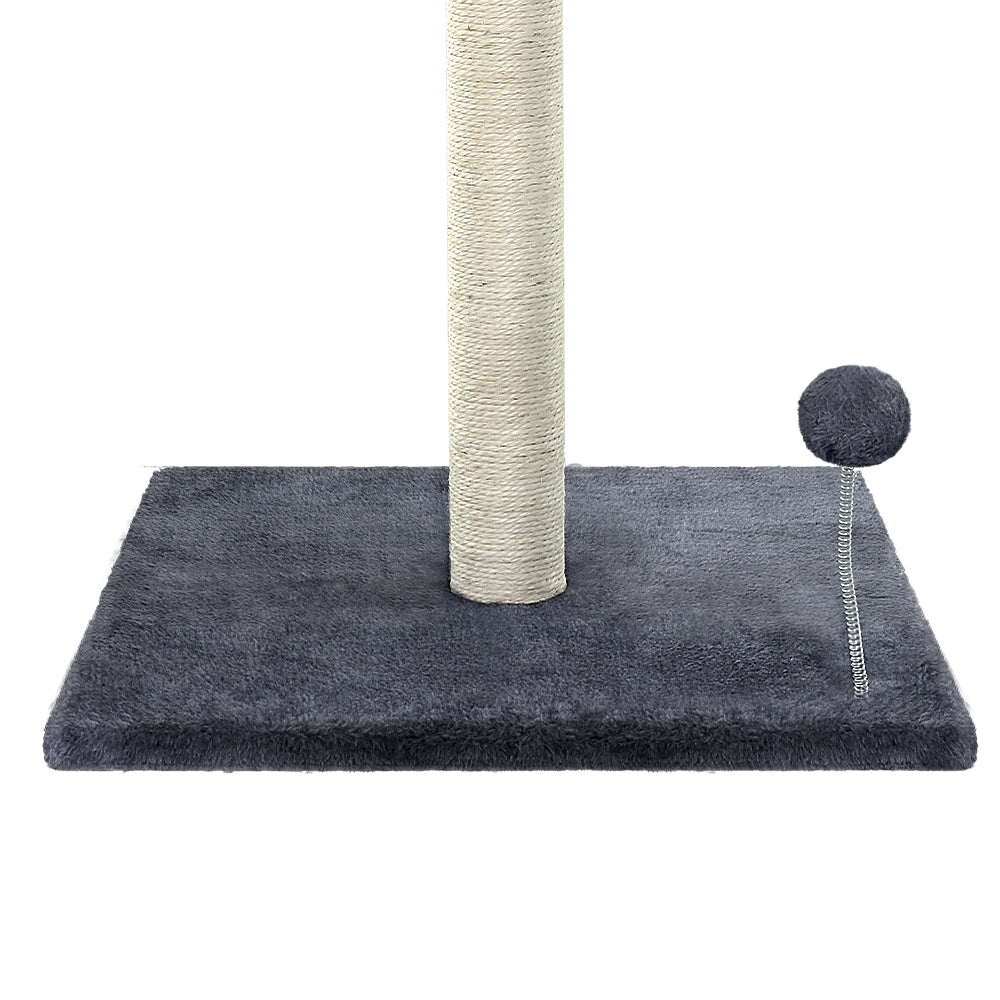 Cat Tree Scratching Post Tower House Hanging Toys Grey - 105cm