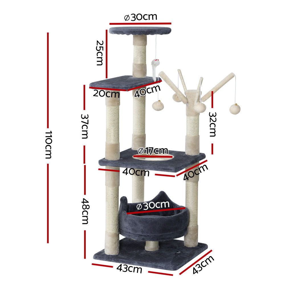 Cat Tree Scratching Post Scratcher Tower House - 110cm