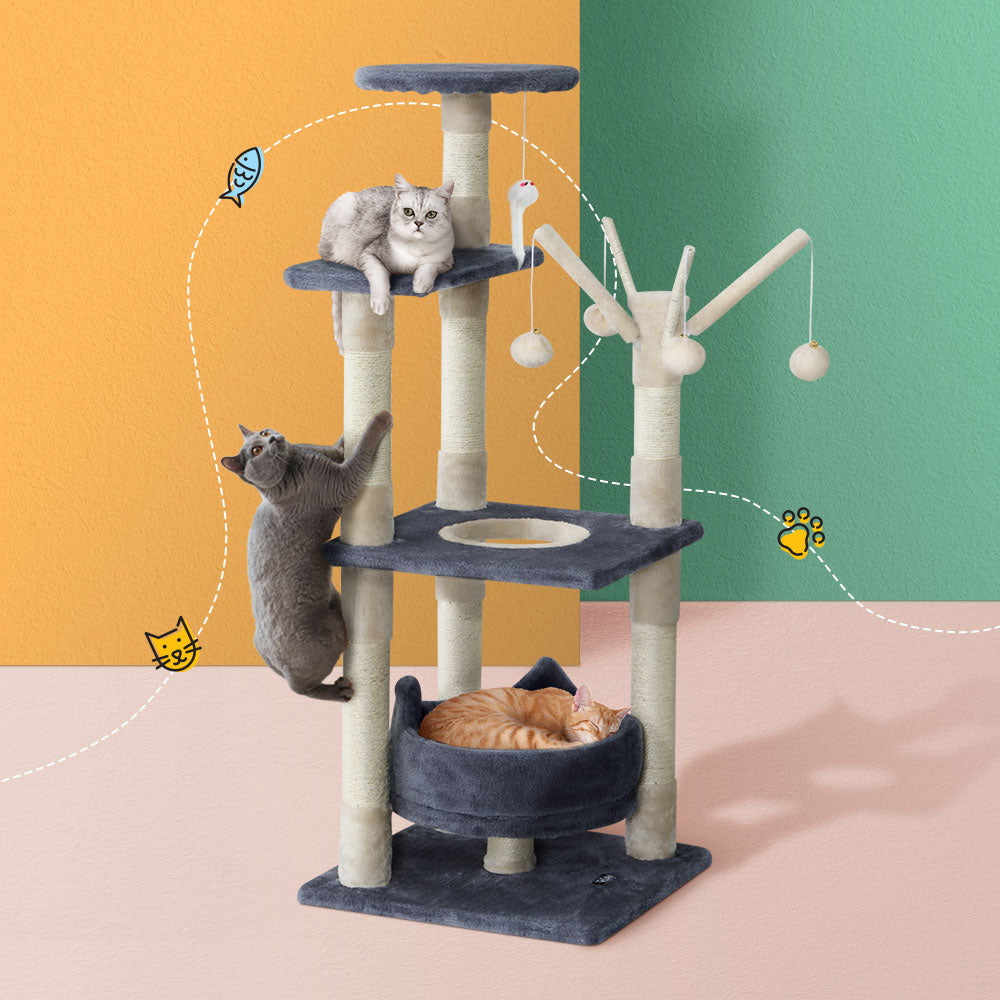 Cat Tree Scratching Post Scratcher Tower House - 110cm