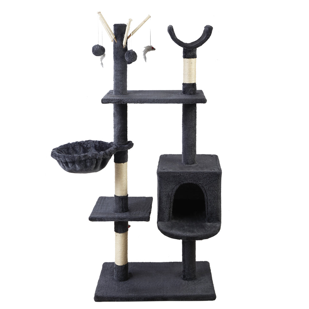 Cat Tree Scratching Post Tower House Furniture Wood - 140cm