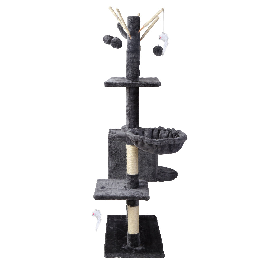 Cat Tree Scratching Post Tower House Furniture Wood - 140cm