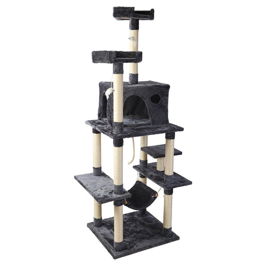 Cat Tree Scratching Post Tower House Furniture Wood - 184cm