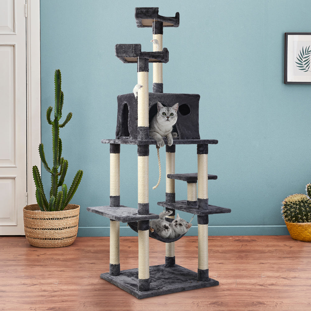 Cat Tree Scratching Post Tower House Furniture Wood - 184cm