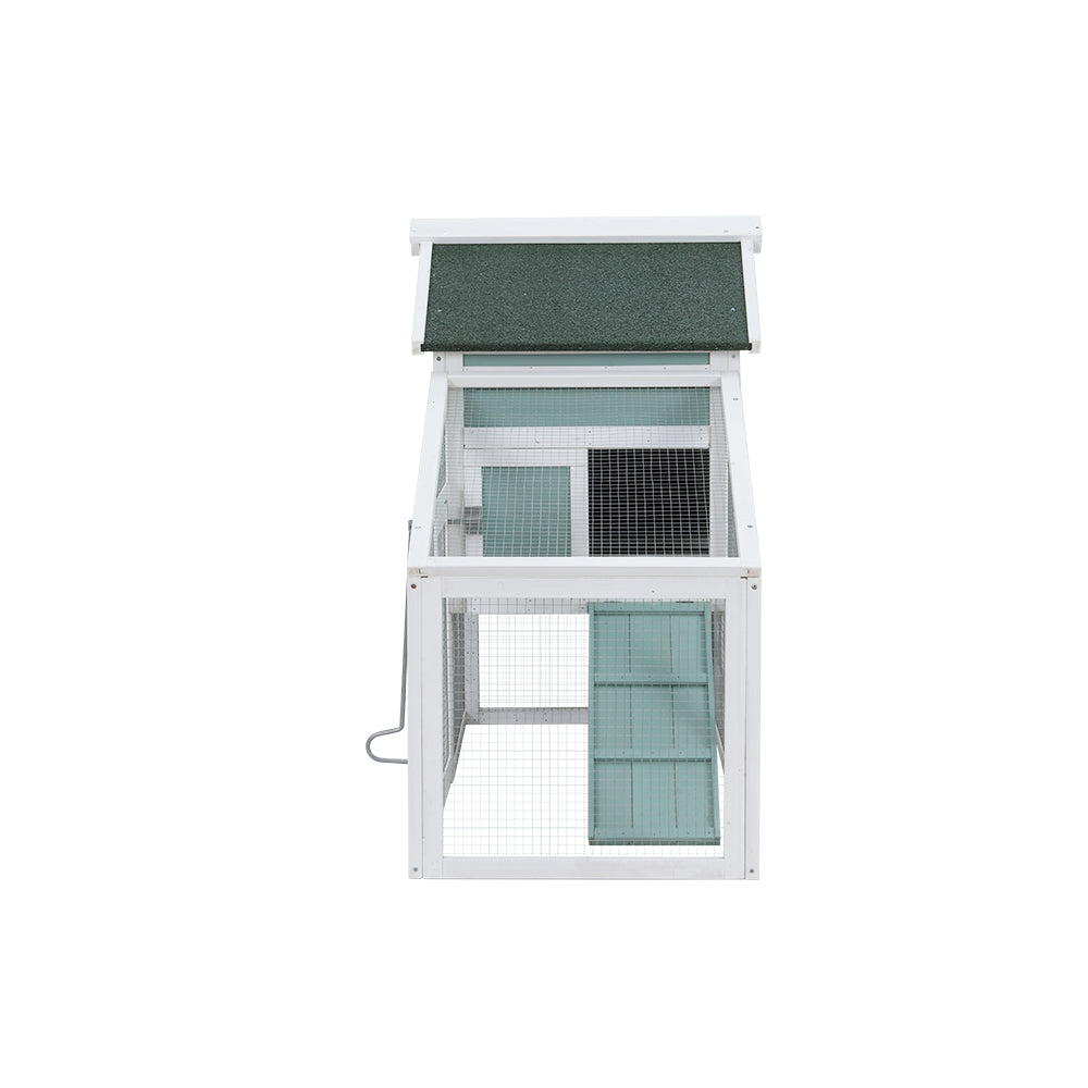 Chicken Coop Large Rabbit Cage Wooden Outdoor Pet Hutch - Green White