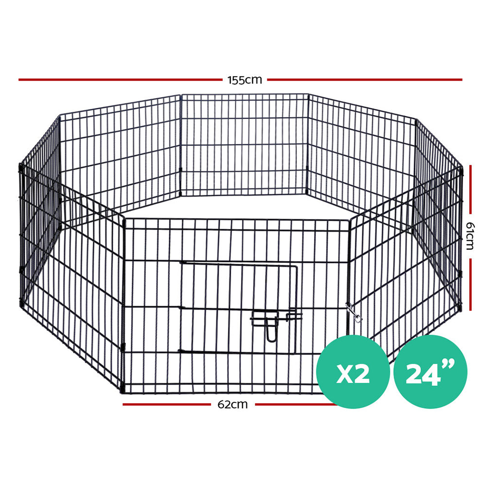Pet Playpen Dog Playpen Exercise Cage Enclosure Fence 2x24in - 8 Panel