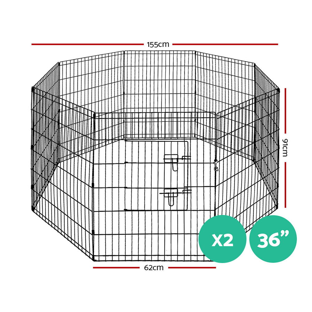Pet Playpen Dog Playpen Exercise Cage Enclosure Fence 2x36in - 8 Panel