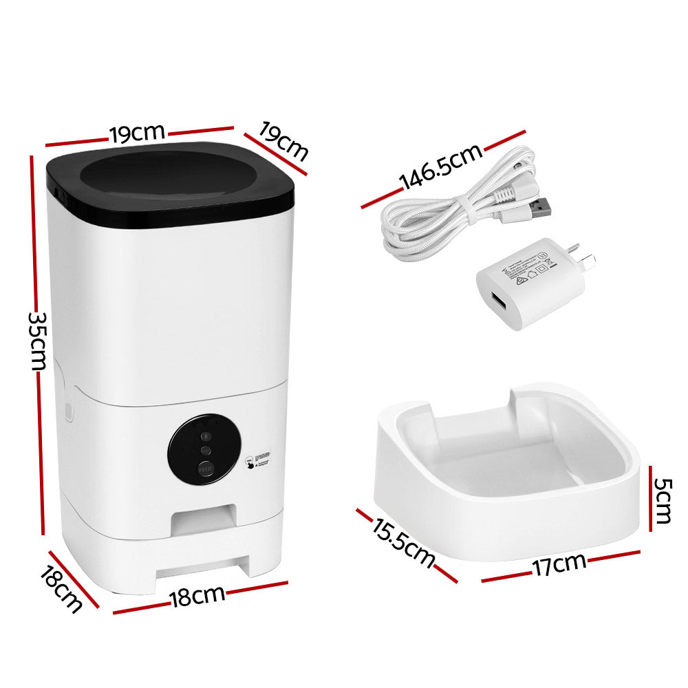 Automatic Pet Feeder Camera Dog Cat Smart Wifi Food - 6L