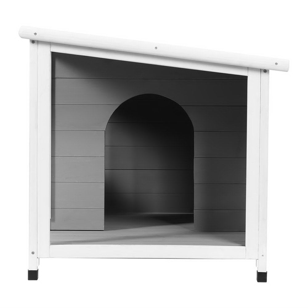 Dog Kennel House Large Wooden Pet Outdoor Cabin Log - Grey White