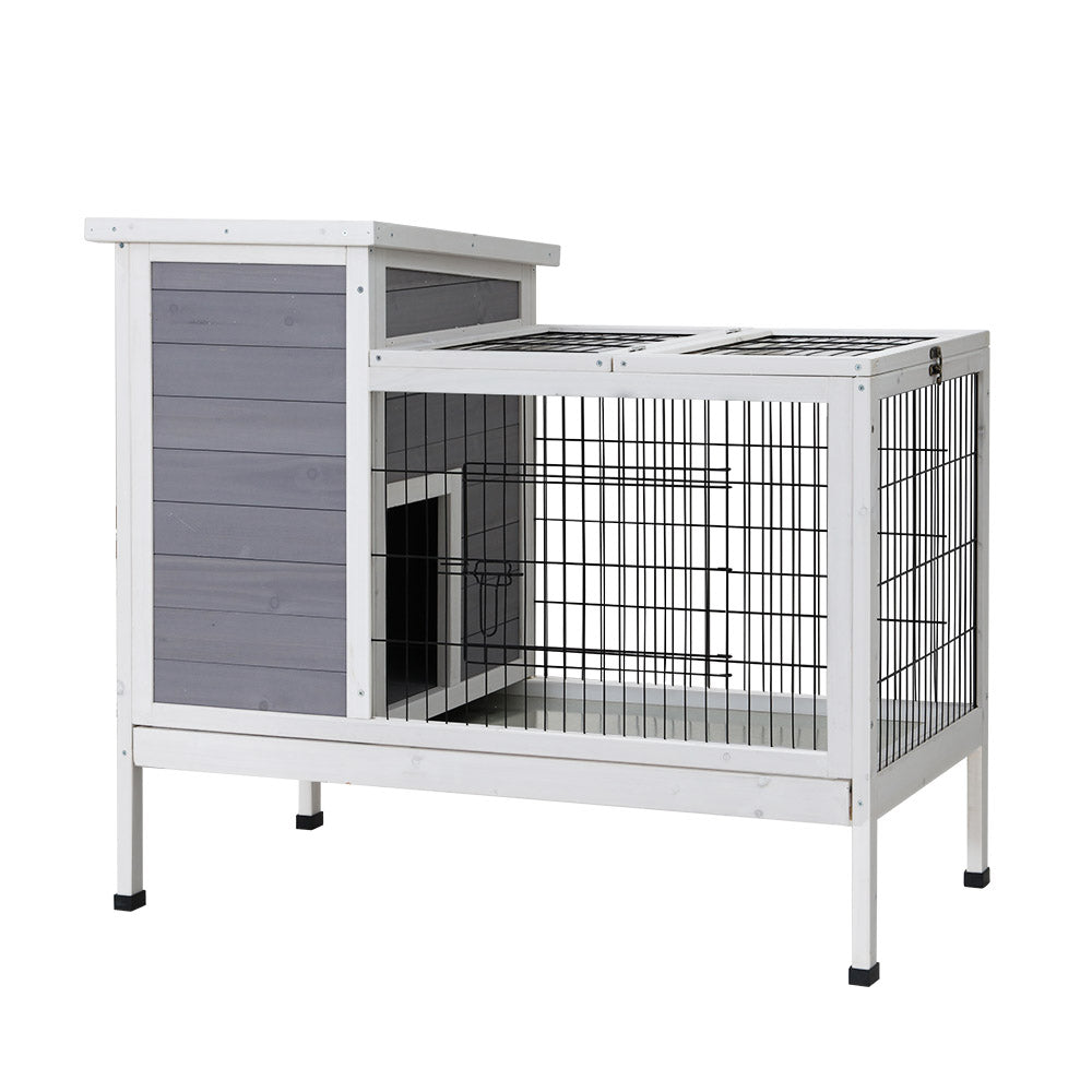 Rabbit Chicken Coop Wooden Ferret Cage House Outdoor - Large
