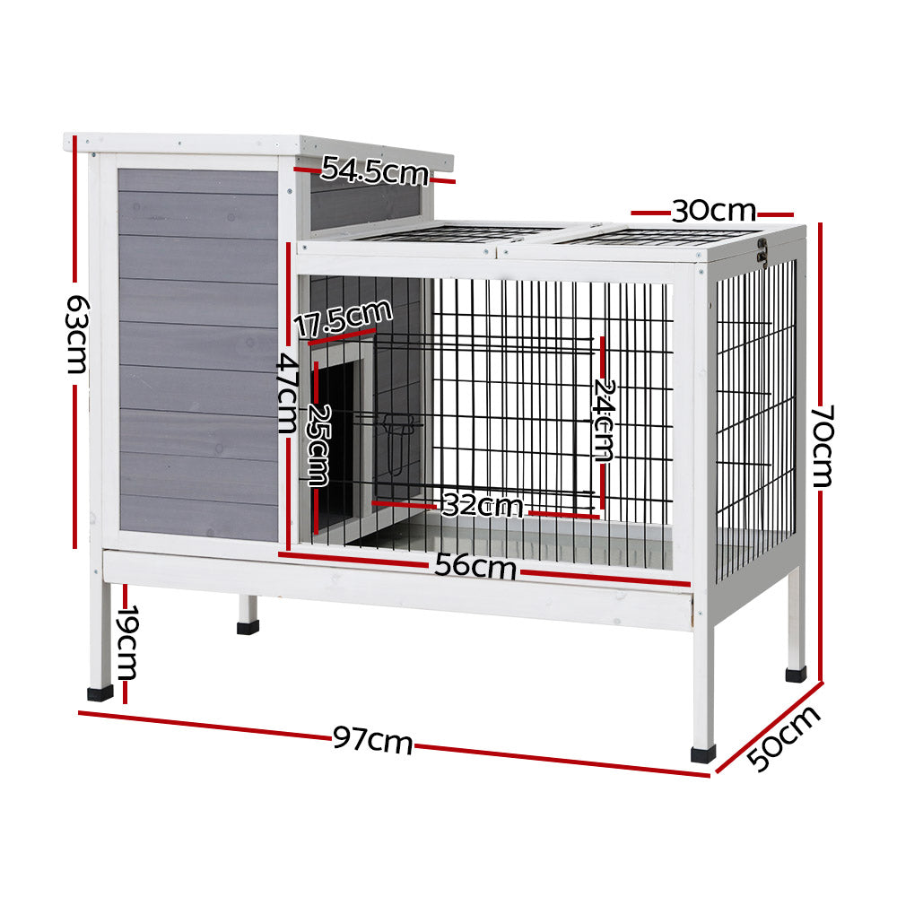 Rabbit Chicken Coop Wooden Ferret Cage House Outdoor - Large