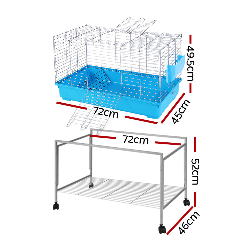 Rabbit Cage Hutch Indoor Hamster Enclosure Carrier - Blue